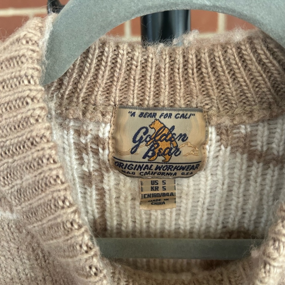 Golden Bear Tan Wool Sweater 🐻 Cozy‎ Cottagecore Cabincore Chunky Knit Retro - Picture 5 of 9